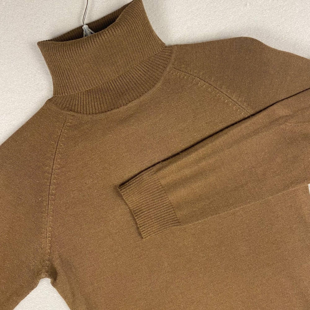 Hennes H&M Brown Merino Wool Blend Turtleneck Raglan Sweater Womens Medium